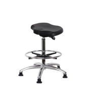 Polyurethane Ray Sit-Stand Chrome with Chrome Foot Ring in Black Polyurethane