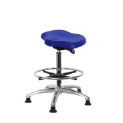 Polyurethane Ray Sit-Stand Chrome with Chrome Foot Ring in Blue Polyurethane