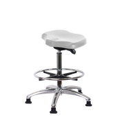 Polyurethane Ray Sit-Stand Chrome with Chrome Foot Ring in Gray Polyurethane