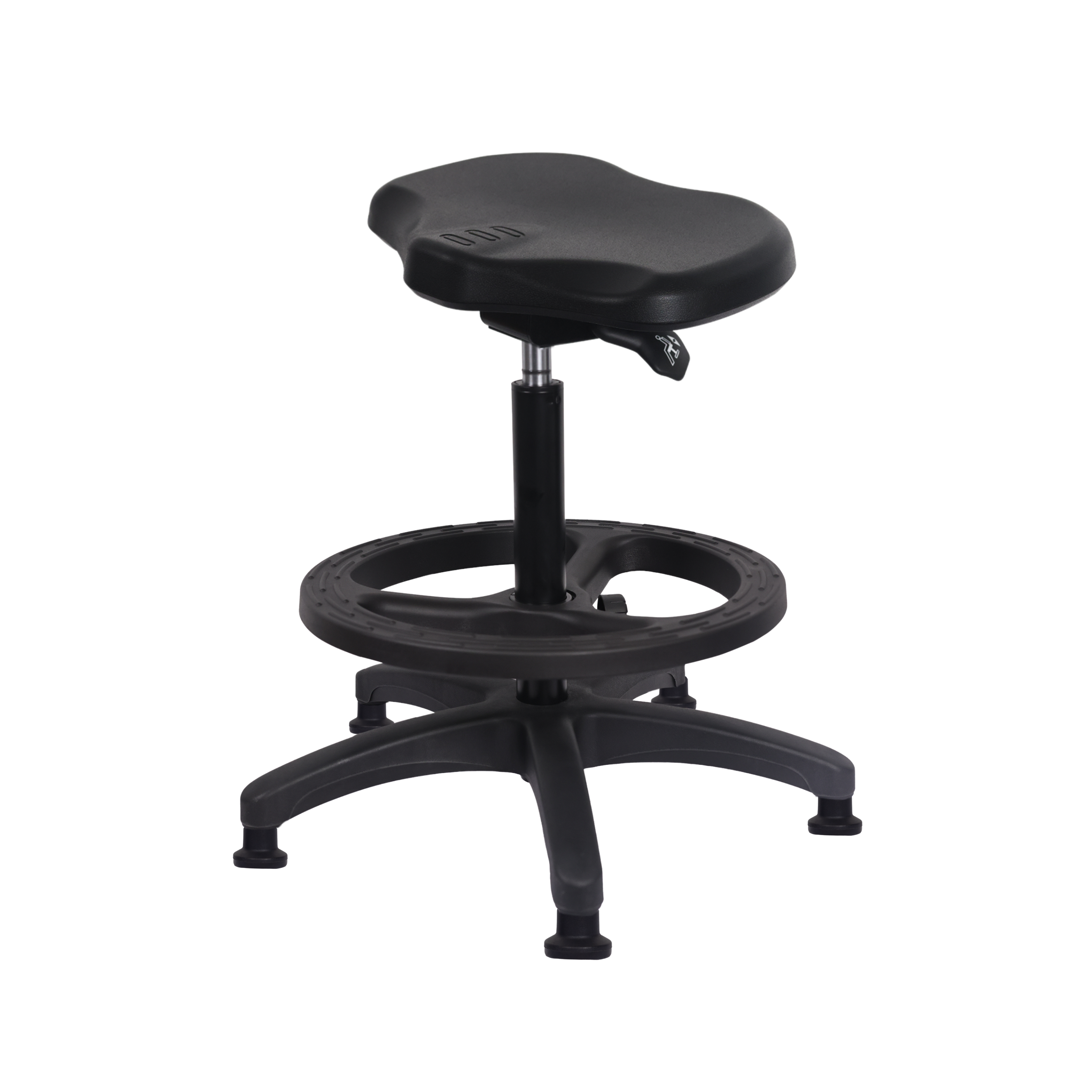 Polyurethane Ray Sit-Stand with Black Foot Ring in Black Polyurethane