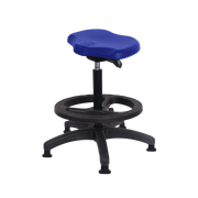 Polyurethane Ray Sit-Stand with Black Foot Ring in Blue Polyurethane
