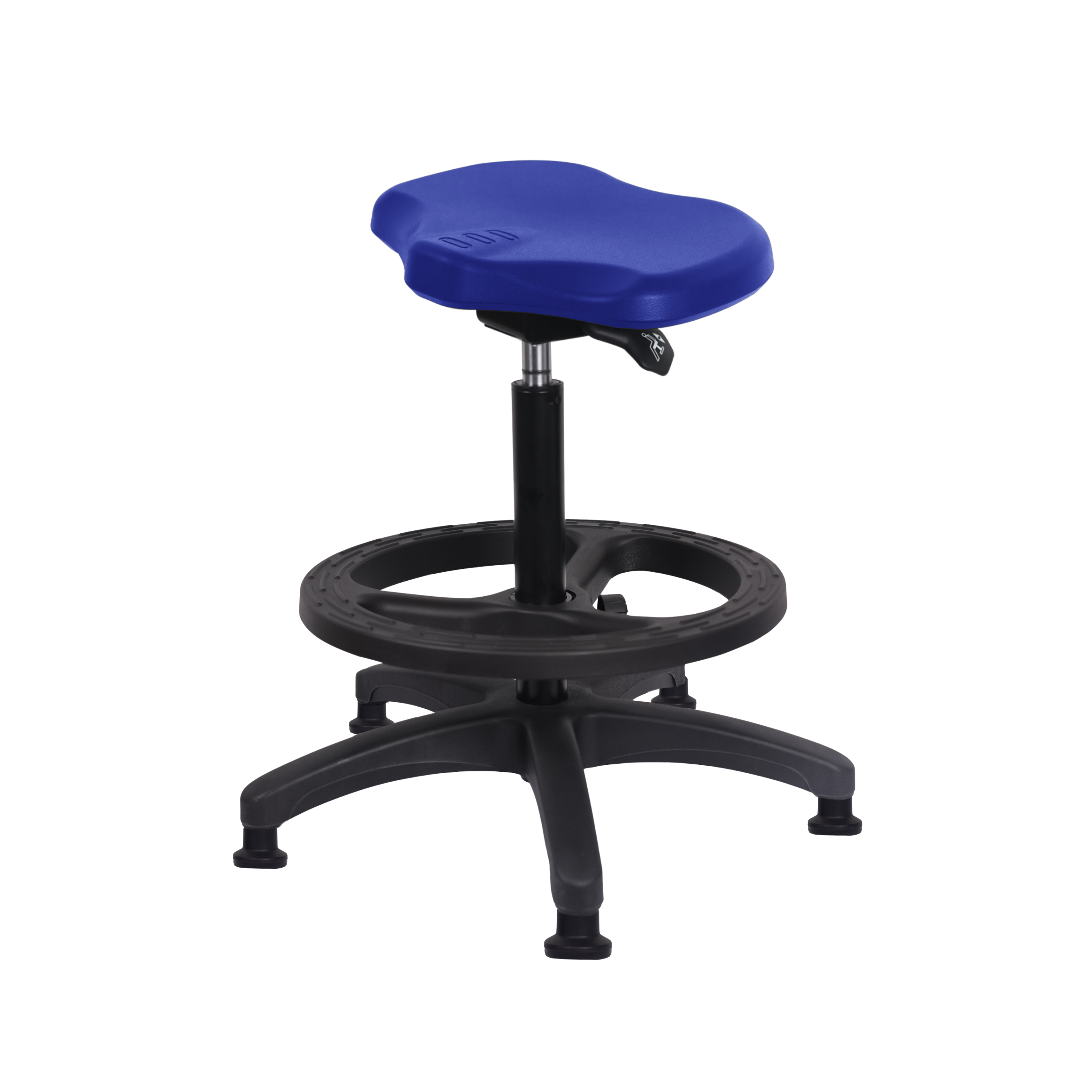 Polyurethane Ray Sit-Stand with Black Foot Ring in Blue Polyurethane