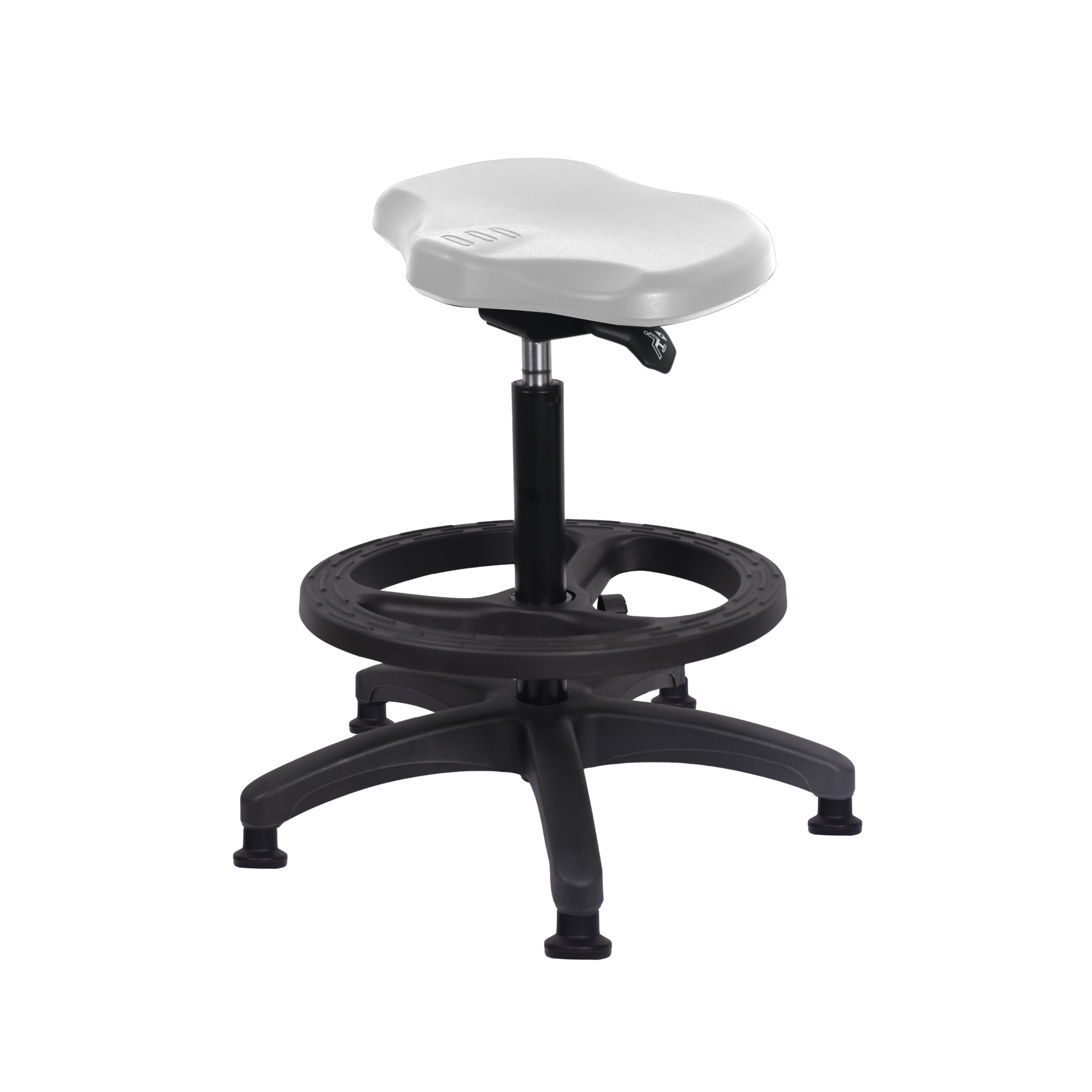Polyurethane Ray Sit-Stand with Black Foot Ring in Gray Polyurethane