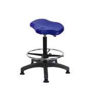 Polyurethane Ray Sit-Stand with Chrome Foot Ring in Blue Polyurethane