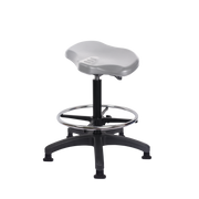 Polyurethane Ray Sit-Stand with Chrome Foot Ring in Gray Polyurethane