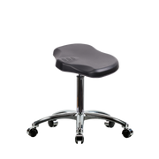 Polyurethane Ray Stool Chrome - Medium Bench Height with Chrome Casters in Black Polyurethane