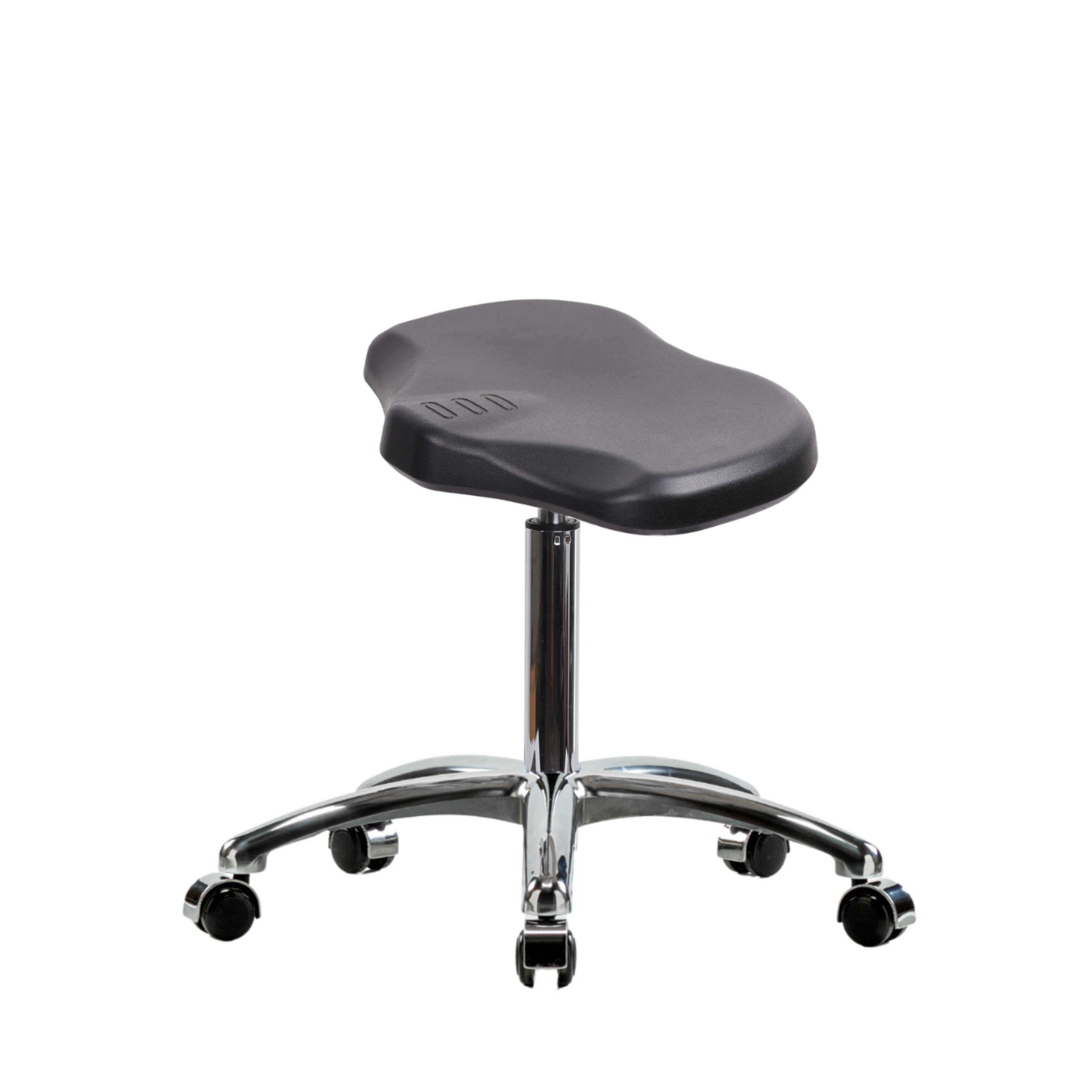 Polyurethane Ray Stool Chrome - Medium Bench Height with Chrome Casters in Black Polyurethane