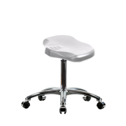 Polyurethane Ray Stool Chrome - Medium Bench Height with Chrome Casters in Gray Polyurethane