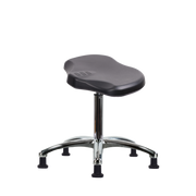 Polyurethane Ray Stool Chrome - Medium Bench Height with Stationary Glides in Black Polyurethane