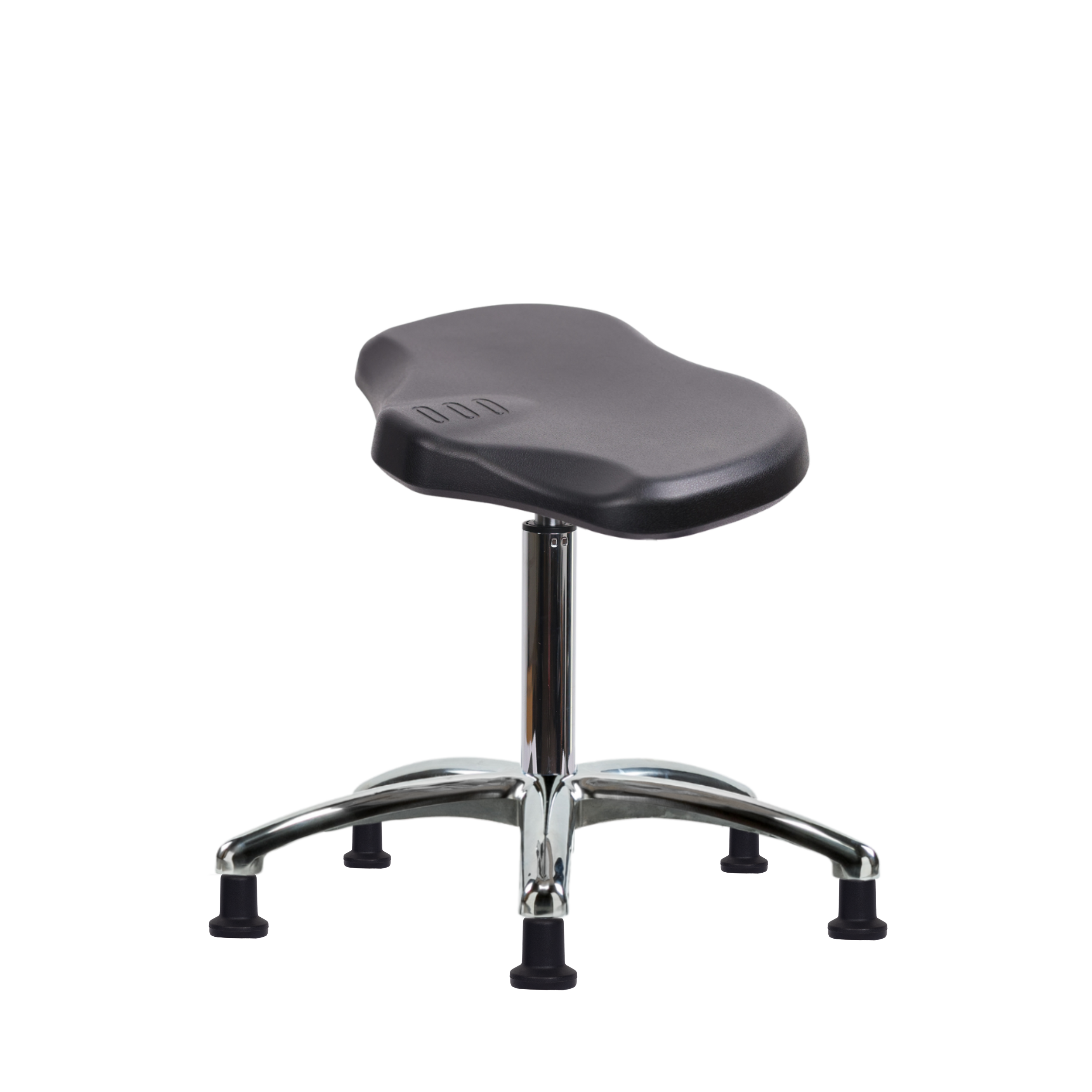 Polyurethane Ray Stool Chrome - Medium Bench Height with Stationary Glides in Black Polyurethane