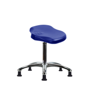 Polyurethane Ray Stool Chrome - Medium Bench Height with Stationary Glides in Blue Polyurethane