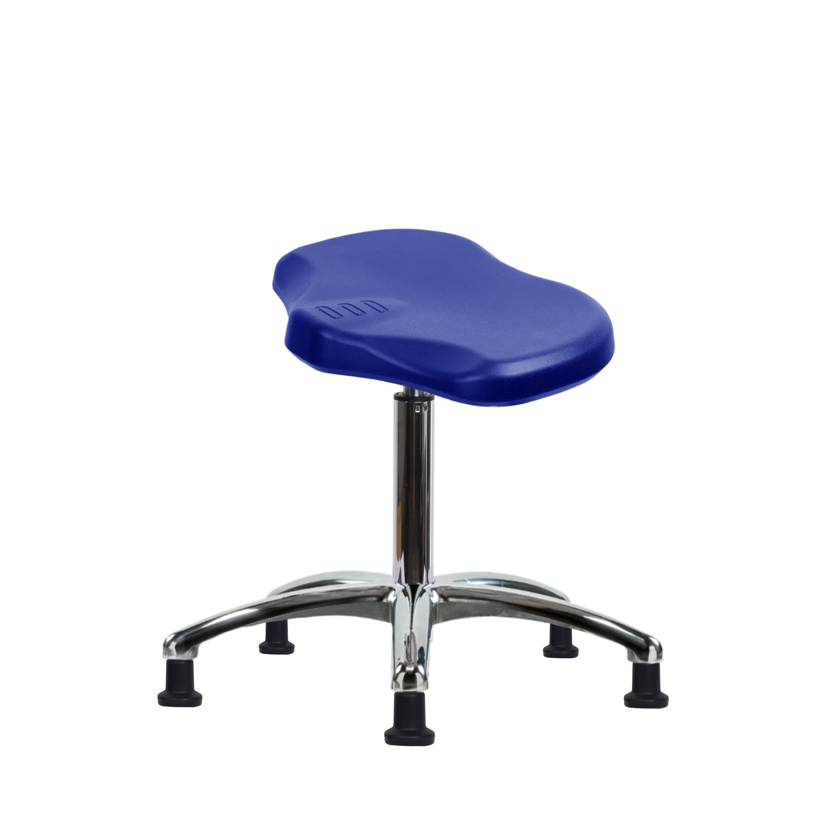 Polyurethane Ray Stool Chrome - Medium Bench Height with Stationary Glides in Blue Polyurethane