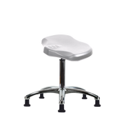 Polyurethane Ray Stool Chrome - Medium Bench Height with Stationary Glides in Gray Polyurethane
