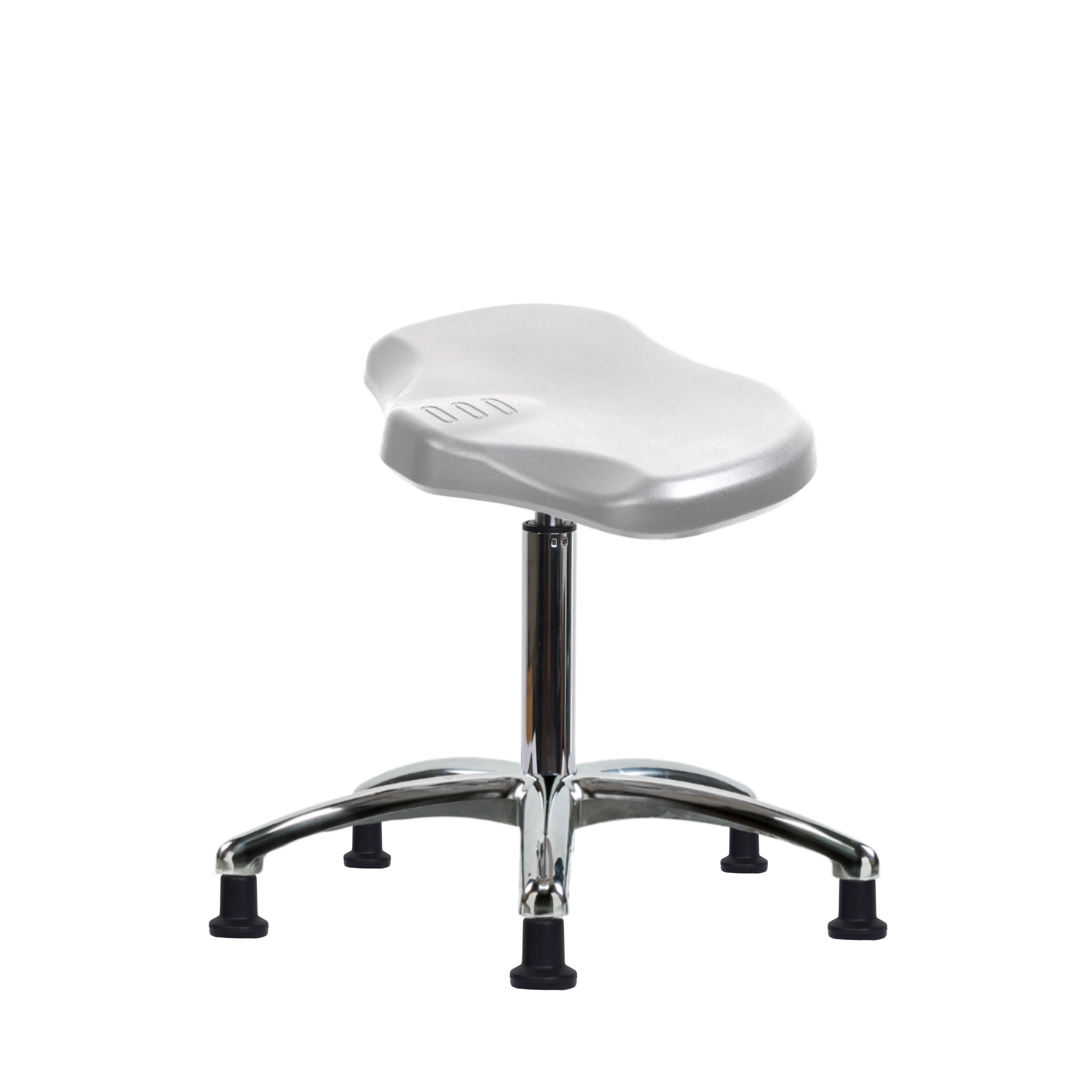 Polyurethane Ray Stool Chrome - Medium Bench Height with Stationary Glides in Gray Polyurethane