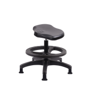 Polyurethane Ray Stool - Medium Bench Height with Black Foot Ring & Stationary Glides in Black Polyurethane