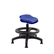 Polyurethane Ray Stool - Medium Bench Height with Black Foot Ring & Stationary Glides in Blue Polyurethane