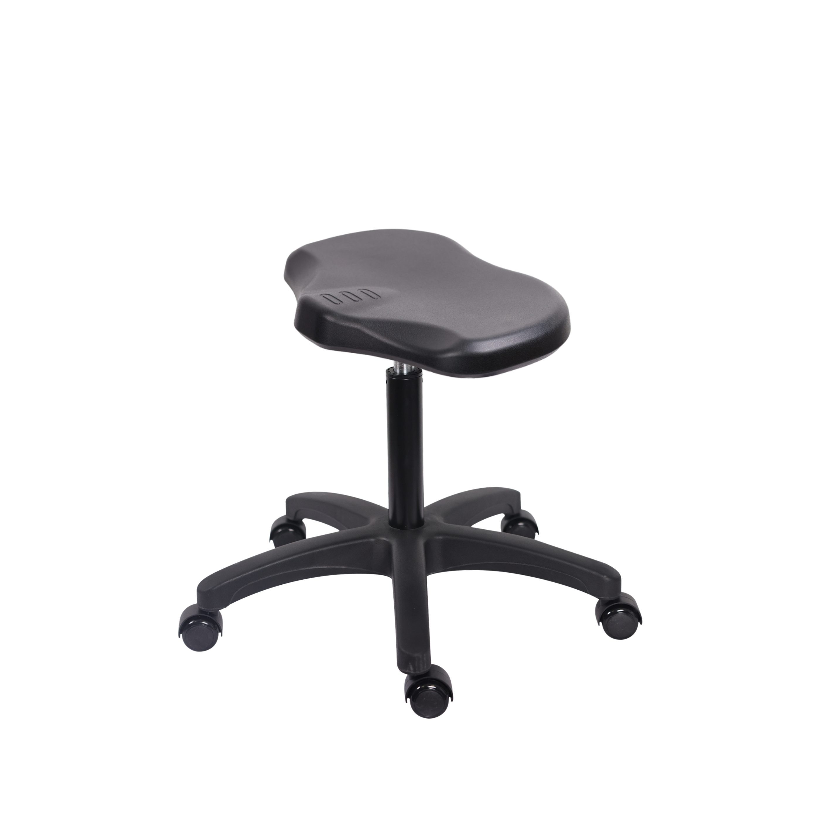 Polyurethane Ray Stool - Medium Bench Height with Casters in Black Polyurethane
