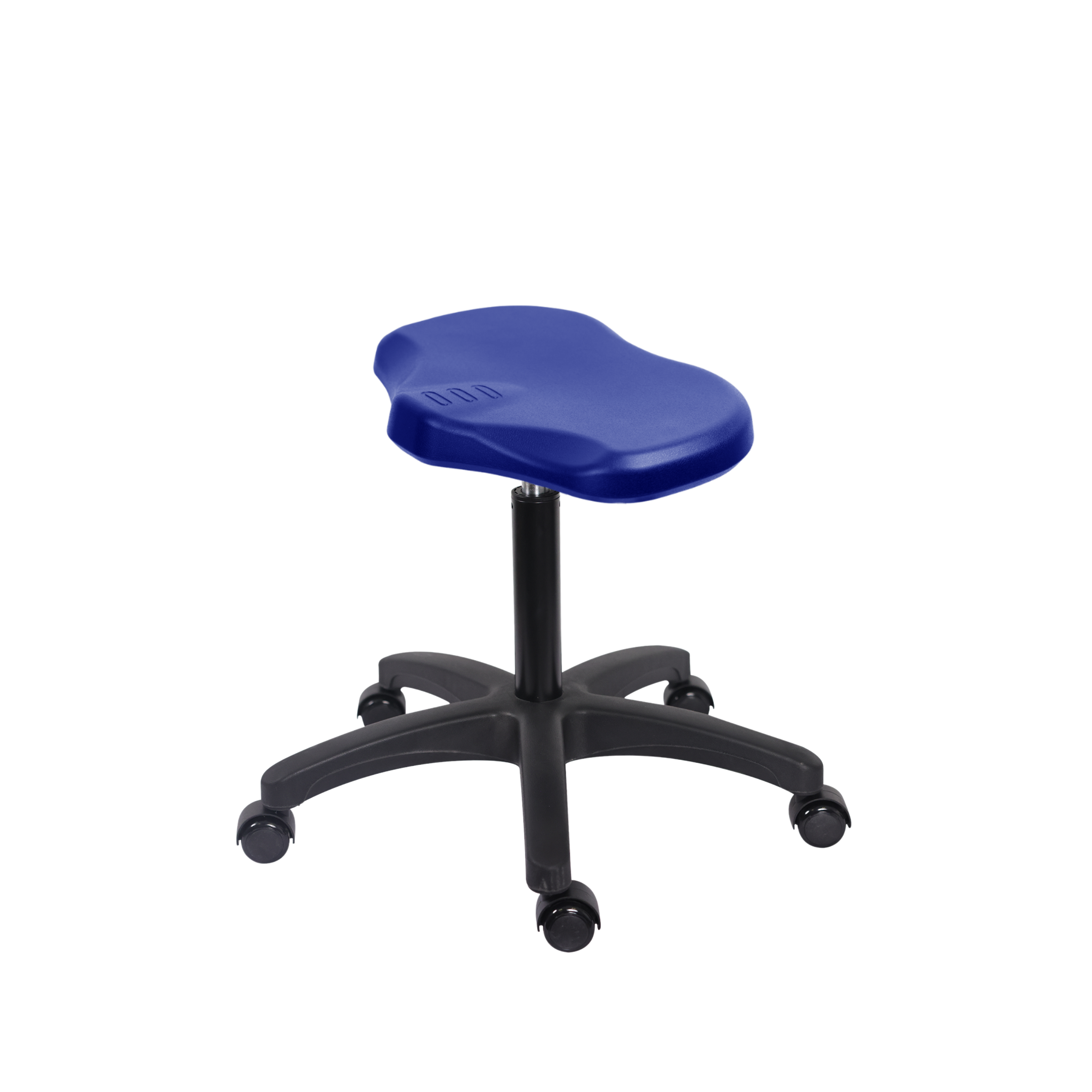 Polyurethane Ray Stool - Medium Bench Height with Casters in Blue Polyurethane