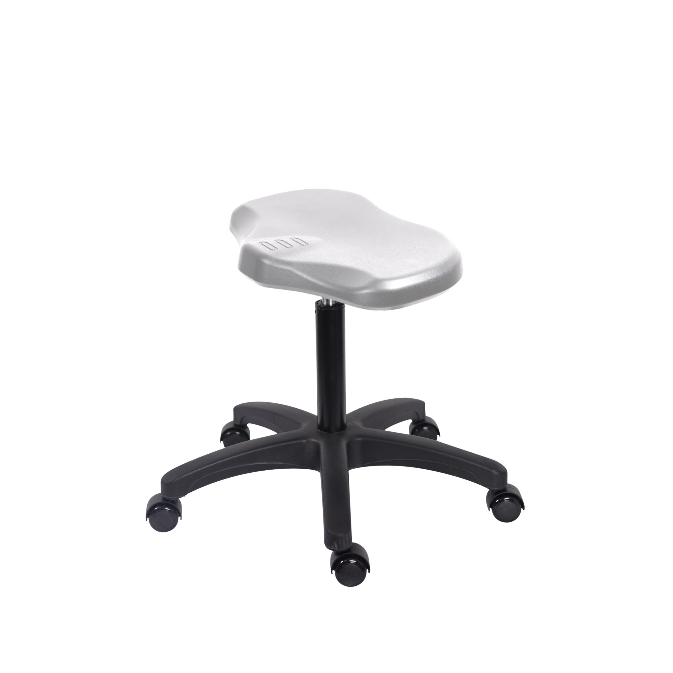 Polyurethane Ray Stool - Medium Bench Height with Casters in Gray Polyurethane