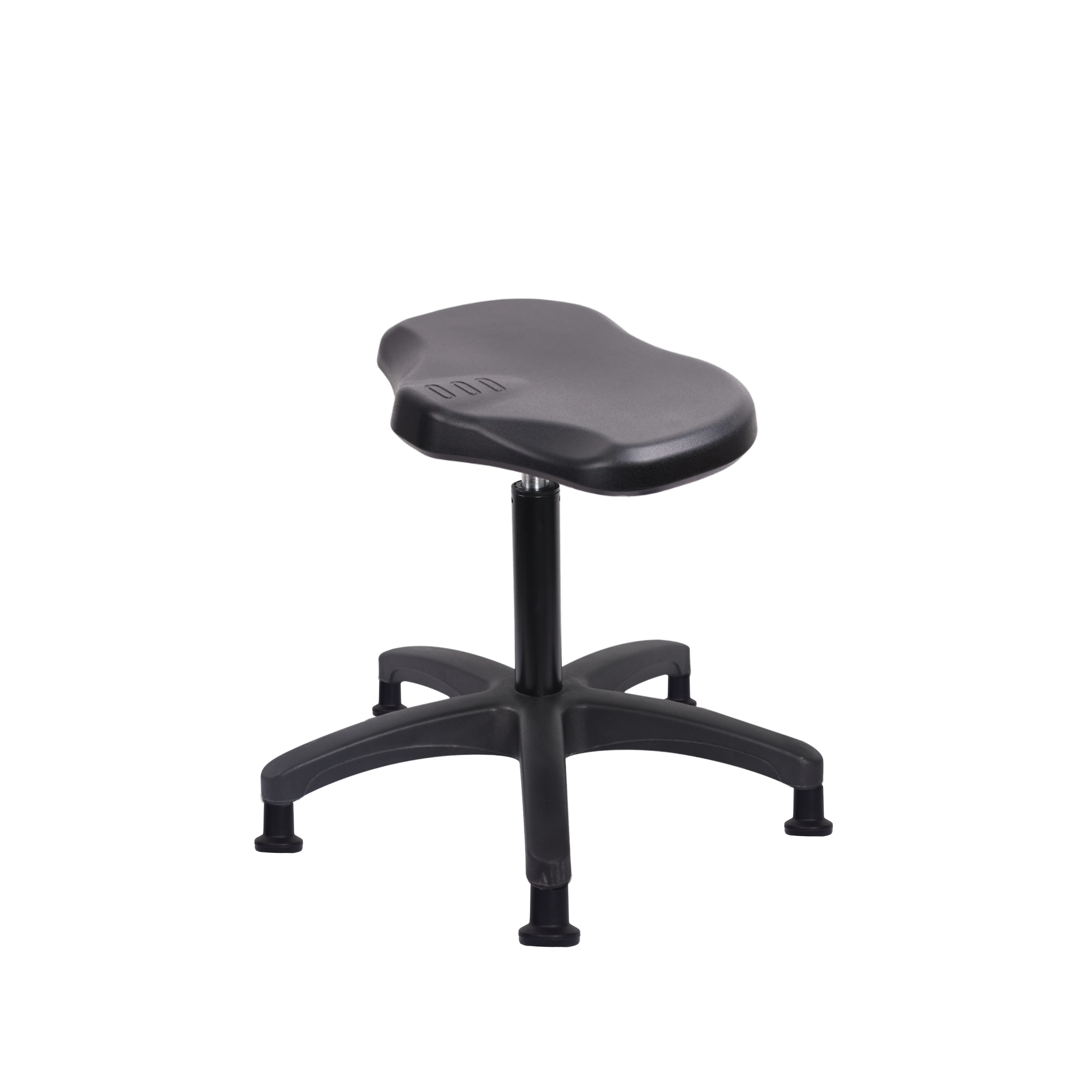 Polyurethane Ray Stool - Medium Bench Height with Stationary Glides in Black Polyurethane