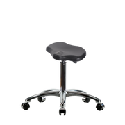 Polyurethane Ray Sit-Stand Stool Chrome - Medium Bench Height with Chrome Casters in Black Polyurethane
