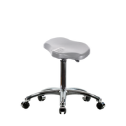 Polyurethane Ray Sit-Stand Stool Chrome - Medium Bench Height with Chrome Casters in Gray Polyurethane