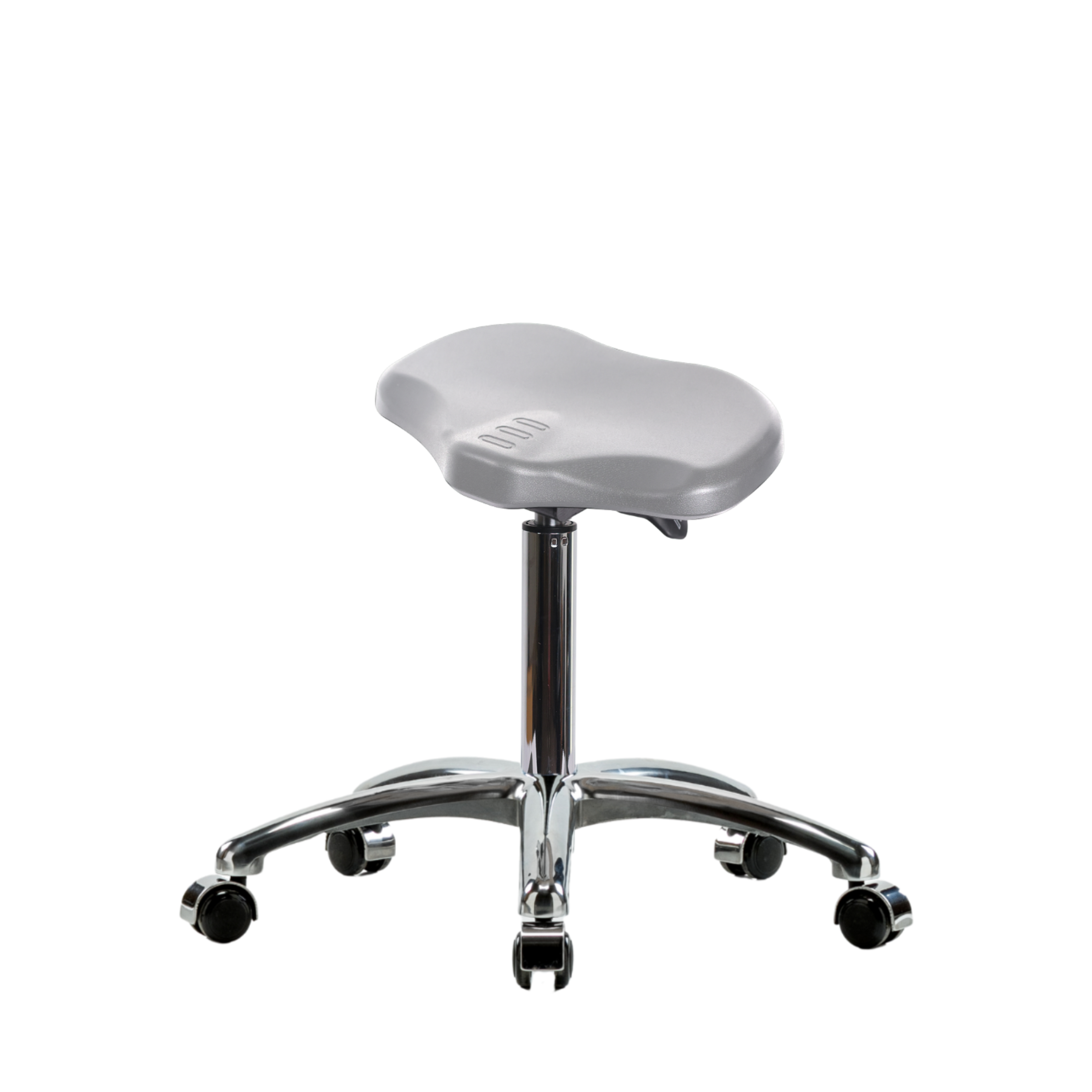 Polyurethane Ray Sit-Stand Stool Chrome - Medium Bench Height with Chrome Casters in Gray Polyurethane