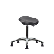 Polyurethane Ray Sit-Stand Stool Chrome - Medium Bench Height with Stationary Glides in Black Polyurethane