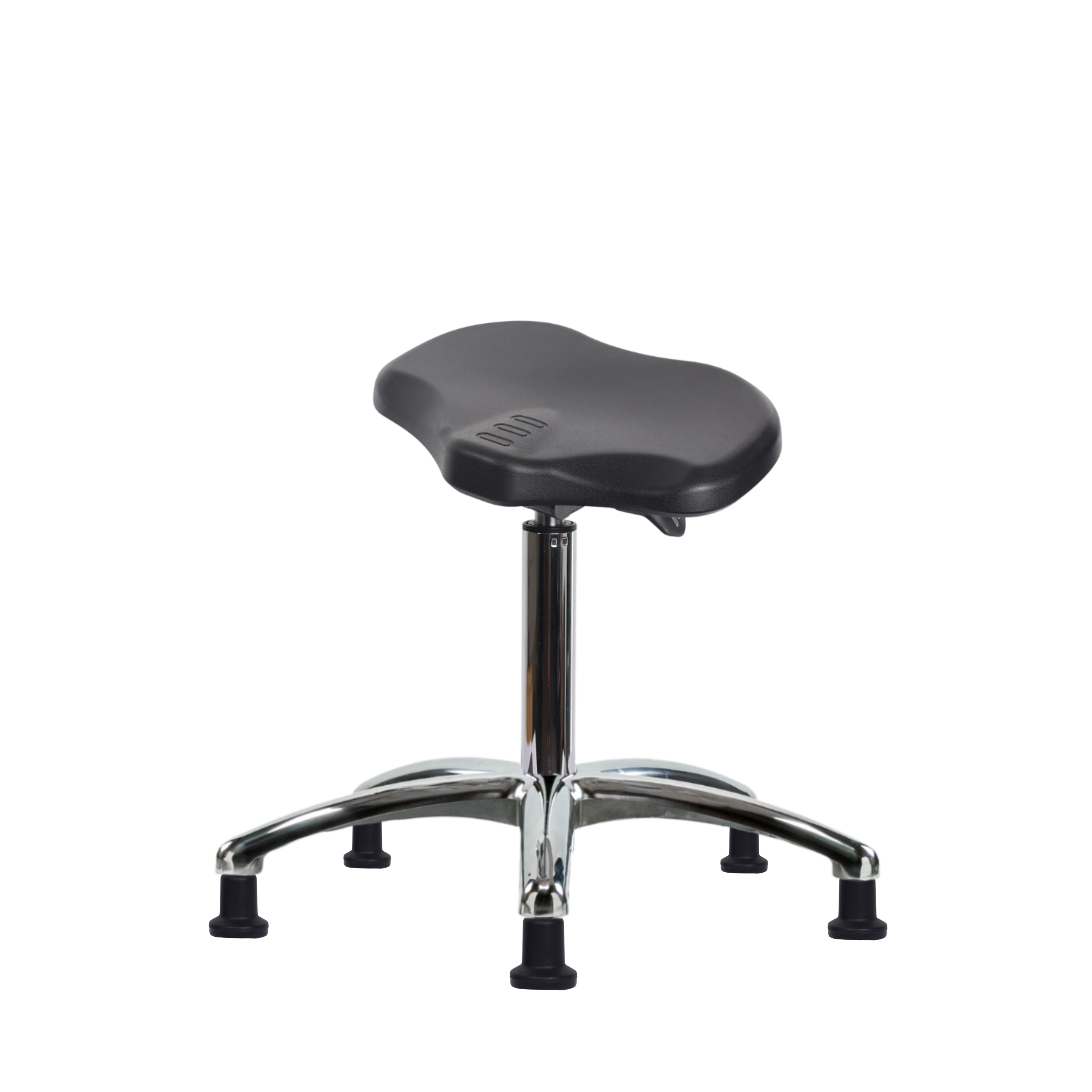 Polyurethane Ray Sit-Stand Stool Chrome - Medium Bench Height with Stationary Glides in Black Polyurethane