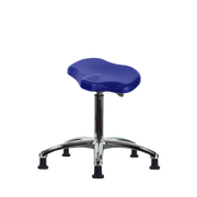 Polyurethane Ray Sit-Stand Stool Chrome - Medium Bench Height with Stationary Glides in Blue Polyurethane
