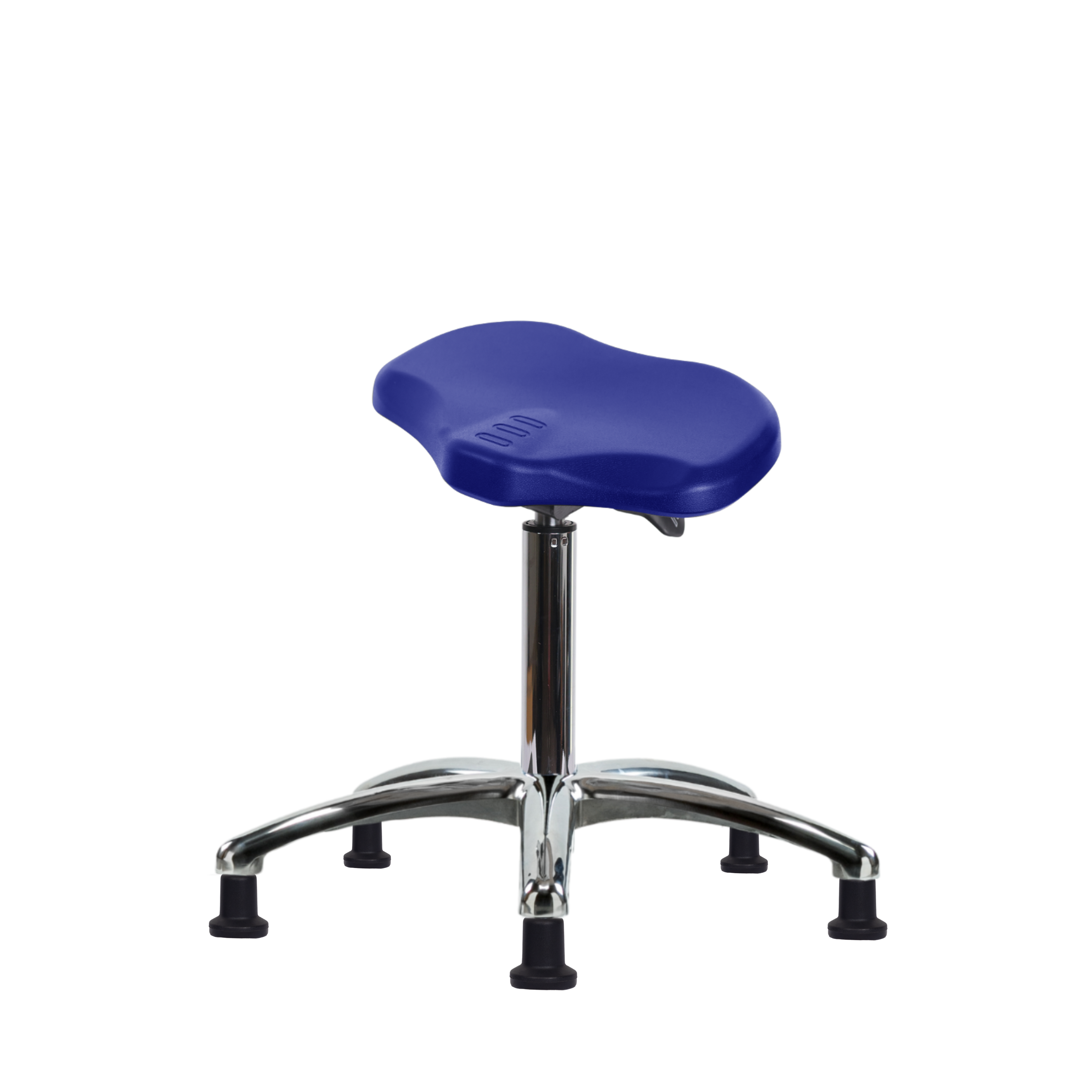 Polyurethane Ray Sit-Stand Stool Chrome - Medium Bench Height with Stationary Glides in Blue Polyurethane