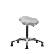 Polyurethane Ray Sit-Stand Stool Chrome - Medium Bench Height with Stationary Glides in Gray Polyurethane
