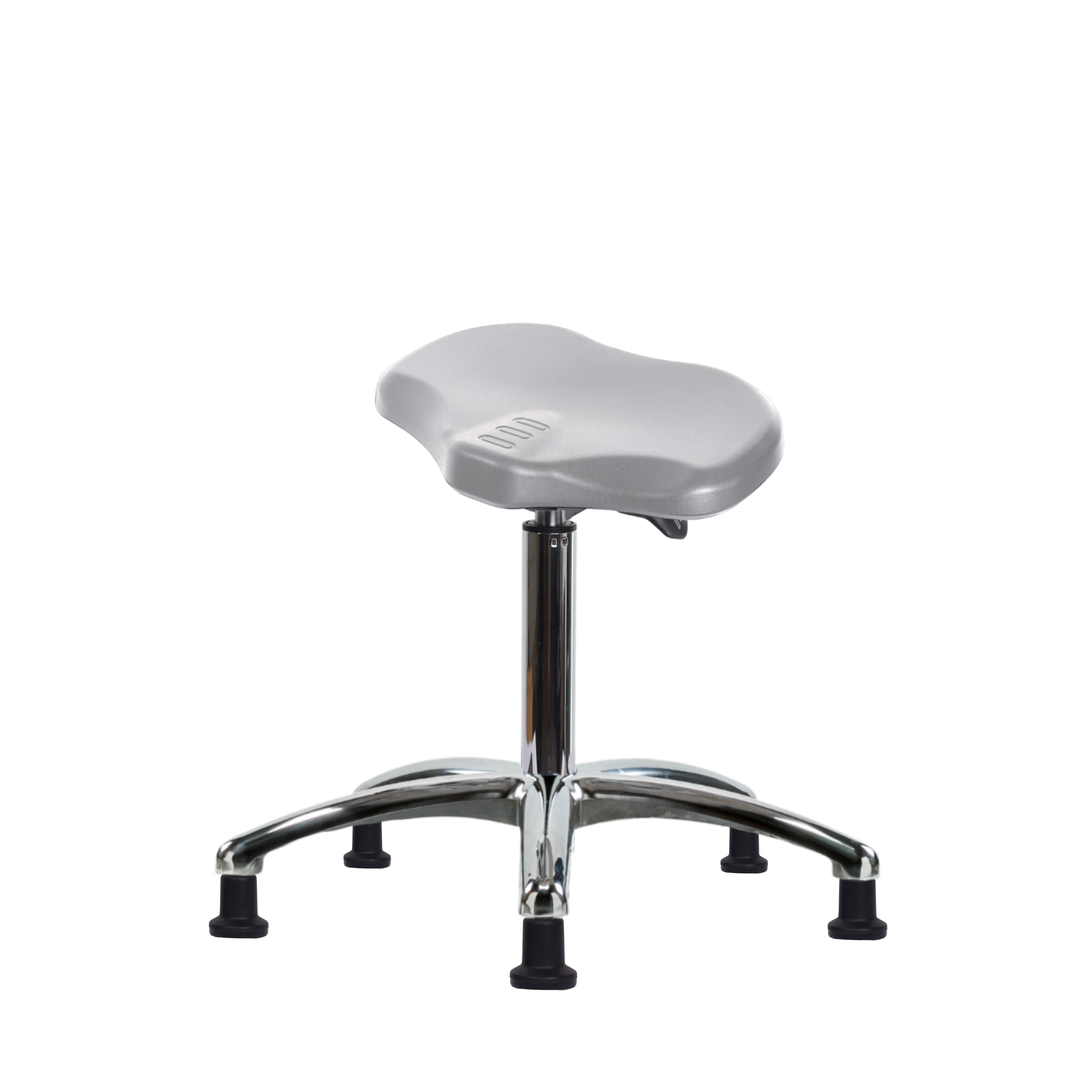 Polyurethane Ray Sit-Stand Stool Chrome - Medium Bench Height with Stationary Glides in Gray Polyurethane