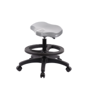 Polyurethane Ray Sit-Stand Stool - Medium Bench Height with Black Foot Ring & Casters in Gray Polyurethane