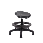 Polyurethane Ray Sit-Stand Stool - Medium Bench Height with Black Foot Ring & Stationary Glides in Black Polyurethane