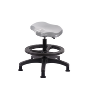 Polyurethane Ray Sit-Stand Stool - Medium Bench Height with Black Foot Ring & Stationary Glides in Gray Polyurethane