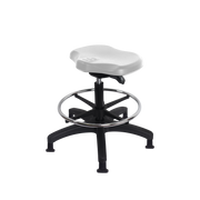Polyurethane Ray Sit-Stand Stool - Medium Bench Height with Chrome Foot Ring & Stationary Glides in Gray Polyurethane