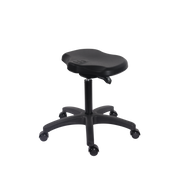 Polyurethane Ray Sit-Stand Stool - Medium Bench Height with Casters in Black Polyurethane