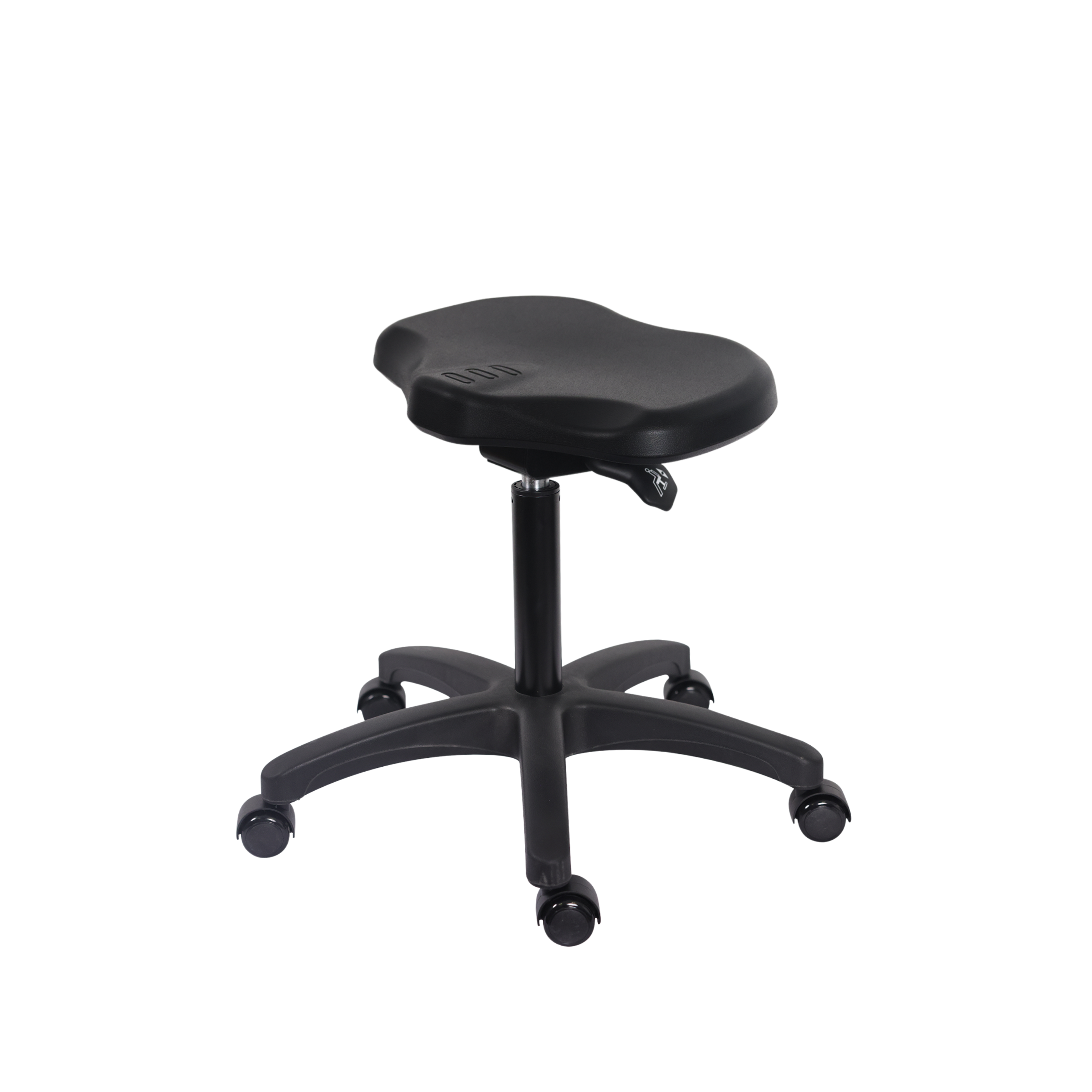 Polyurethane Ray Sit-Stand Stool - Medium Bench Height with Casters in Black Polyurethane