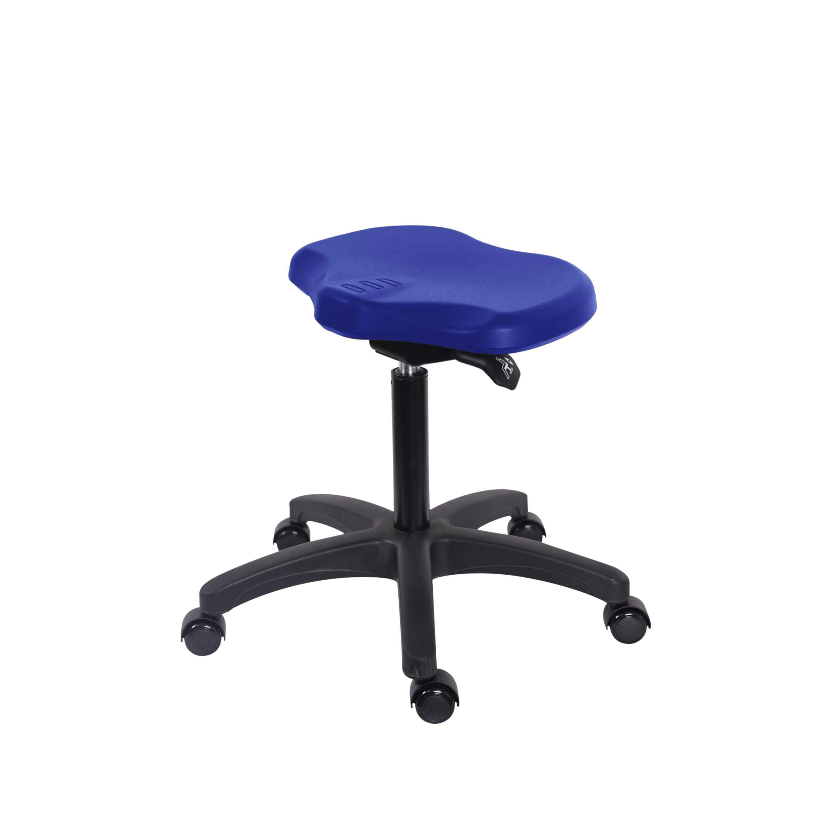 Polyurethane Ray Sit-Stand Stool - Medium Bench Height with Casters in Blue Polyurethane