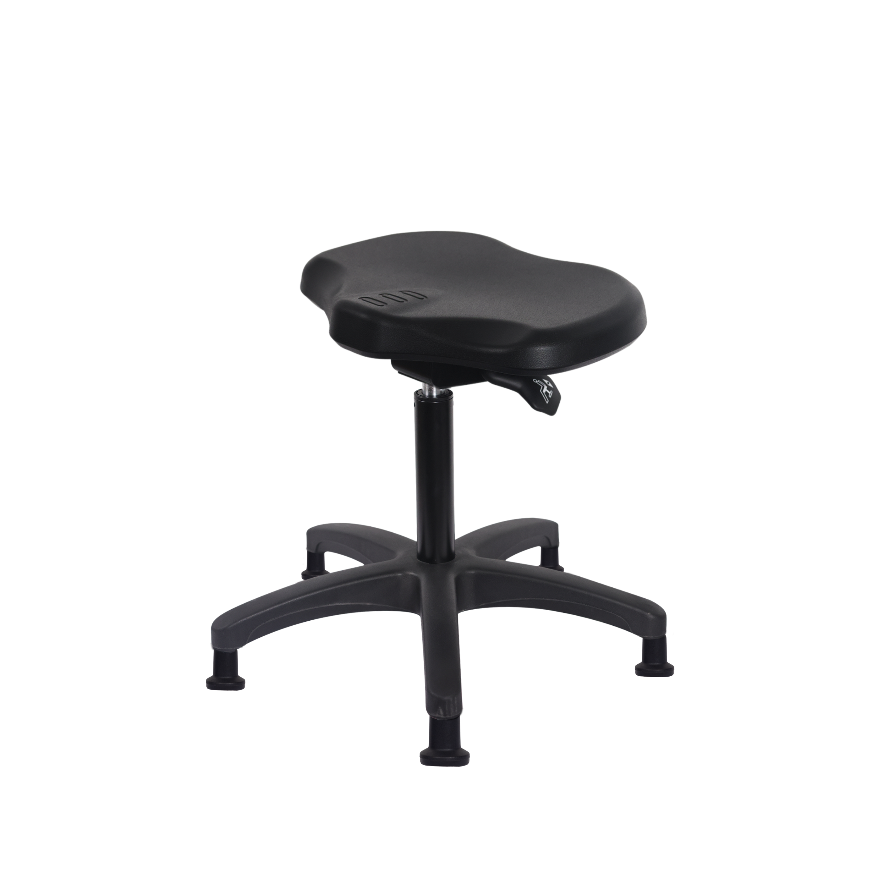 Polyurethane Ray Sit-Stand Stool - Medium Bench Height with Stationary Glides in Black Polyurethane