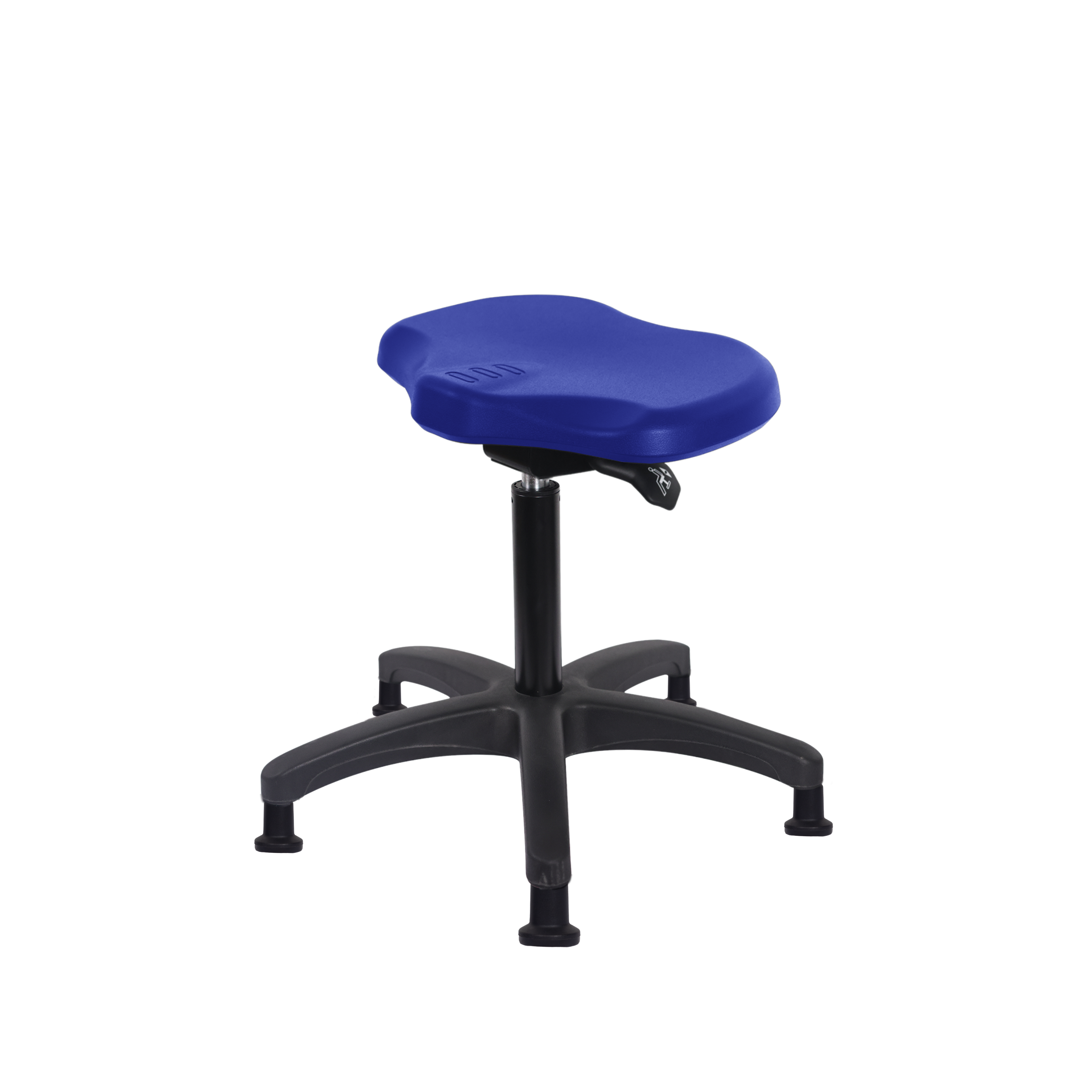 Polyurethane Ray Sit-Stand Stool - Medium Bench Height with Stationary Glides in Blue Polyurethane