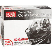 42 Gal. Twist Tie Contractor Black Trash Bag (50-Count)