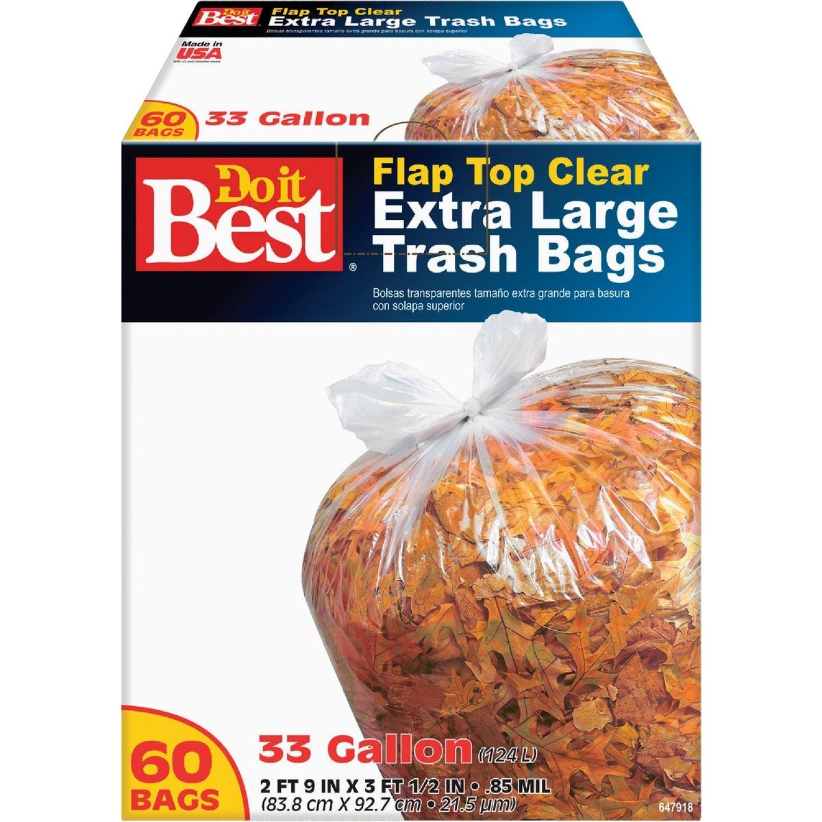 33 Gal. Extra Large Clear Trash Bag (60-Count)