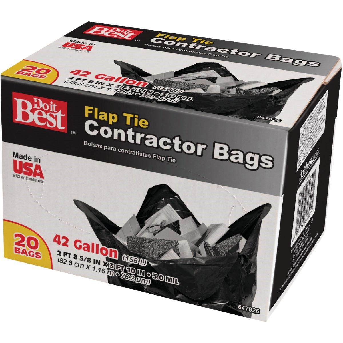 42 Gal. Flap Tie Contractor Black Trash Bag (20-Count)