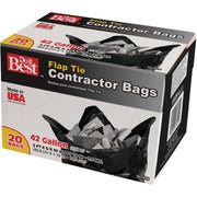 42 Gal. Flap Tie Contractor Black Trash Bag (20-Count)