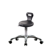 Polyurethane Serpent Stool Chrome - Desk Height with Chrome Casters in Black Polyurethane