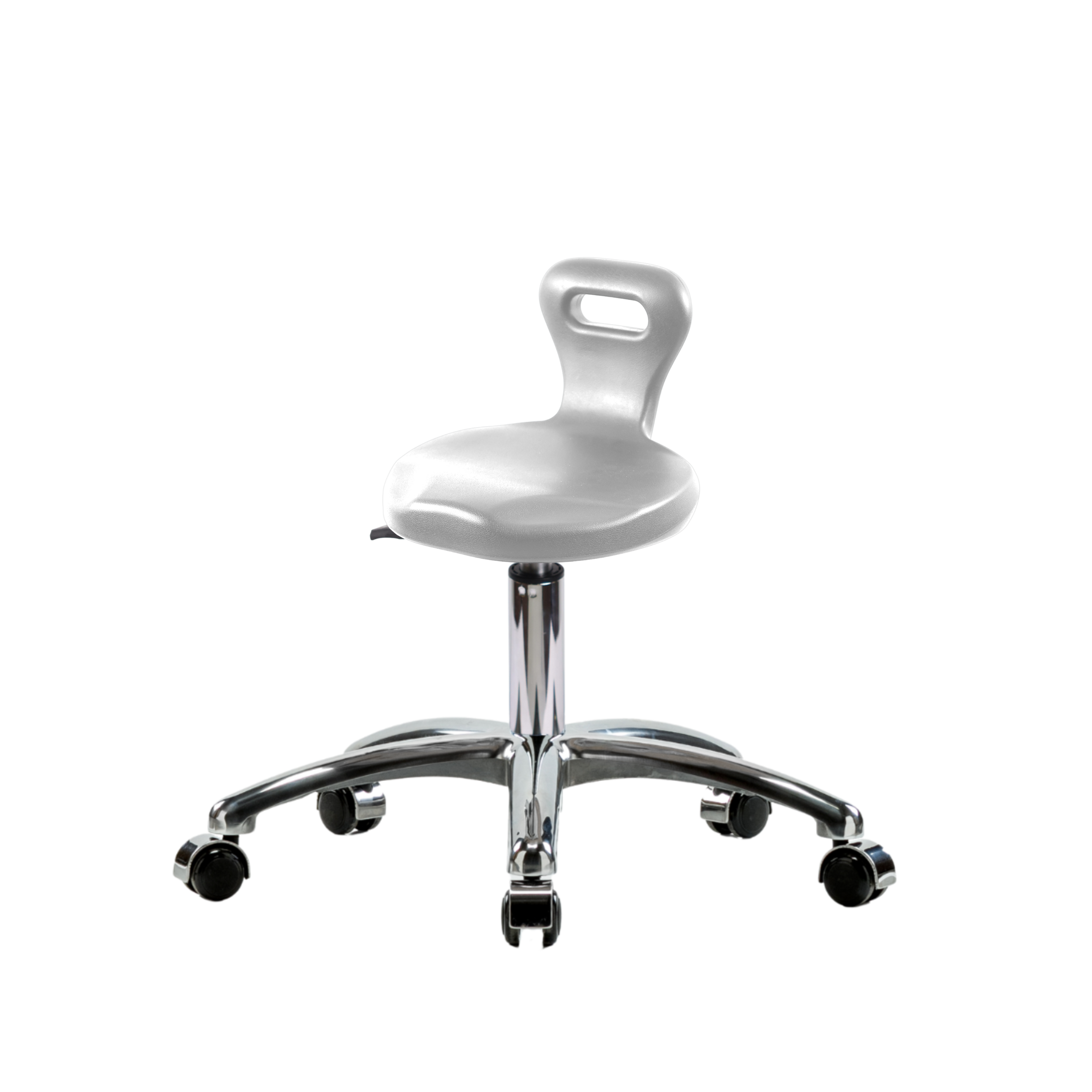 Polyurethane Serpent Stool Chrome - Desk Height with Chrome Casters in Gray Polyurethane