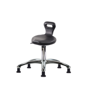 Polyurethane Serpent Stool Chrome - Desk Height with Stationary Glides in Black Polyurethane
