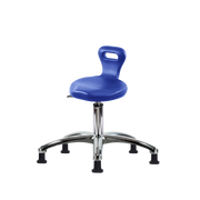 Polyurethane Serpent Stool Chrome - Desk Height with Stationary Glides in Blue Polyurethane